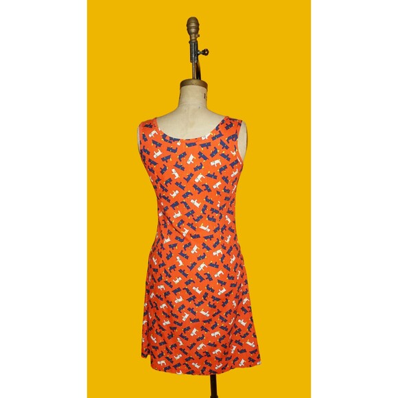 1960s KAY WHITNEY DOG Print Front Zipper Cotton Dress W/Hip Pockets. Small - Picture 4 of 10